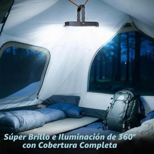 Vista 2 de Linterna LED de camping, luces de camping recargables de 10000mAh, alto lúmen, pantalla LCD digital, 12 modos de luz, luces de tienda de campaña