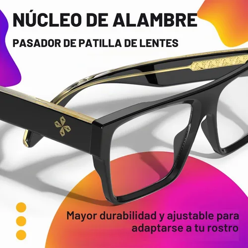 Vista 6 de VISOONE Square TR90 Non-Prescription UV400 Anti-Glare Computer Glasses Negro