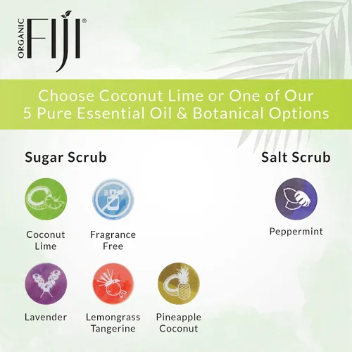 Vista 8 de Organic Fiji Exfoliante para todo el cuerpo - Infundido con aceite de coco, exfoliante de azúcar para una piel suave y suave, exfolia y restaura