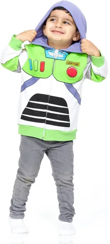 Vista 4 de Disney Pixar Toy Story Buzz Lightyear Sudadera con capucha de forro polar iTalk con cremallera para niños pequeños a grandes, Rojo