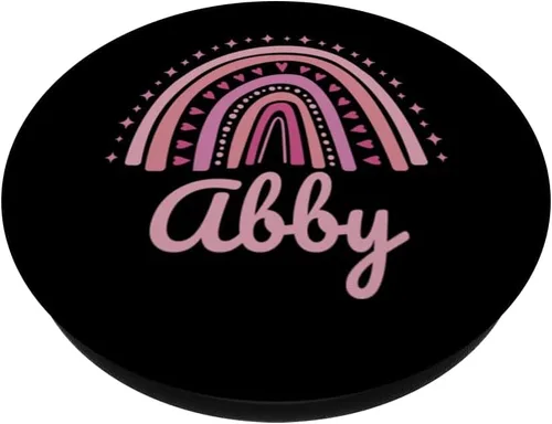 Vista 2 de Abby Name Personalized Funny Women Pink Rainbow Abby PopSockets Adhesive PopGrip