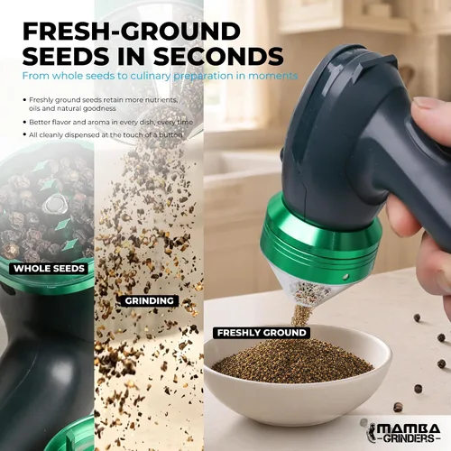 Vista 3 de Mamba Original Electric Seed Grinder, USB-C Rechargeable Spice Mill, Gray