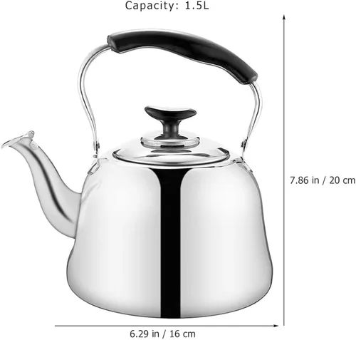 Vista 2 de PRETYZOOM Hervidor de té silbante con colador de té, estufa de acero inoxidable, hervidor de agua de gran capacidad, caldera de agua caliente