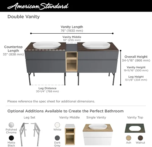 Vista 3 de American Standard 7813001.478 Studio S - Lavabo para encimera de 33 pulgadas, color ceniza