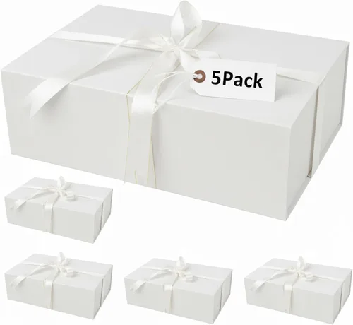 Vista 13 de YINUOYOUJIA Caja de regalo grande de color negro de 14 x 9 x 4.5 pulgadas, cajas de regalo con tapa de cierre magnético, cinta y tarjeta, caja
