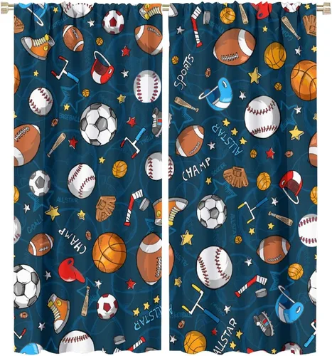 Vista 8 de Cortinas de ventana de campo deportivo, béisbol profesional Grand Arena en la luz del sol, bolsillo para barra, tratamientos decorativos