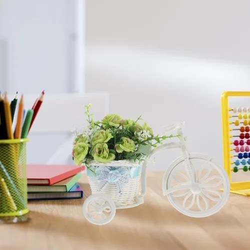Vista 7 de STOBOK Soporte para plantas de bicicleta, soporte de flores artificiales en forma de bicicleta para escritorio, hogar, oficina, decoración, estante