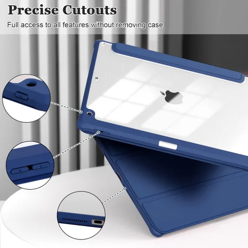 Vista 6 de OKP Funda para iPad de 9ª/8ª/7ª Generación (2021/2020/2019), Fundas para iPad de 10.2 pulgadas con Soporte Tríptico, Funda Delgada para iPad