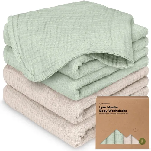 Vista 21 de Paquete de 5 paños de muselina para recién nacidos, 12 x 12 pulgadas, suaves y absorbentes, de muselina de algodón orgánico, para bebés, niñas