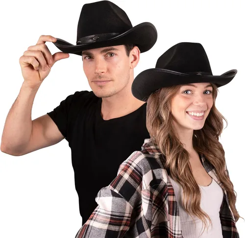 Vista 4 de Sombrero de fieltro Kangaroo de vaquero con tachas, Estándar, Negro