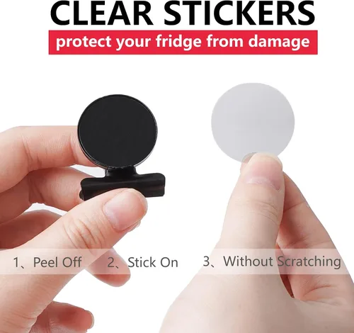 Vista 6 de VNDUEEY Paquete de 6 imanes para refrigerador, imanes para refrigerador, clips magnéticos negros, imanes para pizarra blanca, clips magnéticos