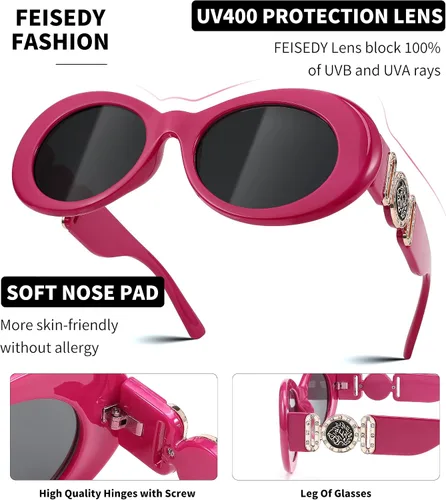 Vista 4 de FEISEDY Gafas de sol ovaladas mujeres retroTiny pequeña cara estrecha StyleTrendy tonos redondos B2969