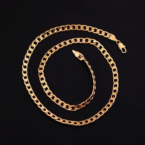 Vista 3 de Collar de cadena de eslabones cubanos chapados en oro de 24 quilates para hombre
