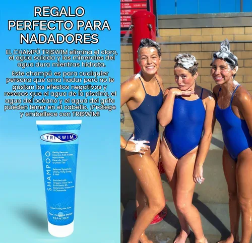 Vista 6 de TRISWIM Champú de eliminación de cloro de 8.5 onzas líquidas Elimina suavemente el cloro, el agua salada y la acumulación de agua dura Alivia