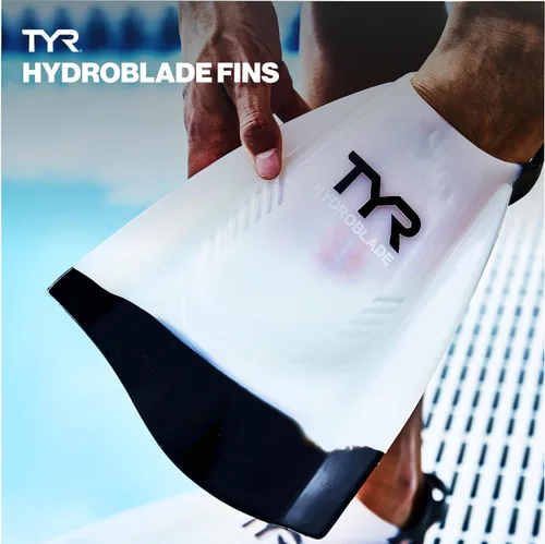Vista 2 de TYR Hydroblade Fins - Short Blade Silicone Adult Training Swim Flippers 100% Premium Silicone Angled Blade Surface & Side Rails Natural