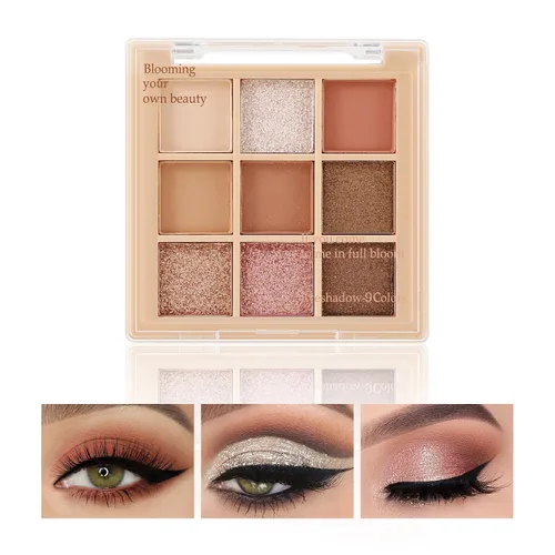 Vista 27 de Boobeen Paleta de sombras de ojos nude – maquillaje mate y brillante, polvo cremoso altamente pigmentado para sombra de ojos, crea un aspecto