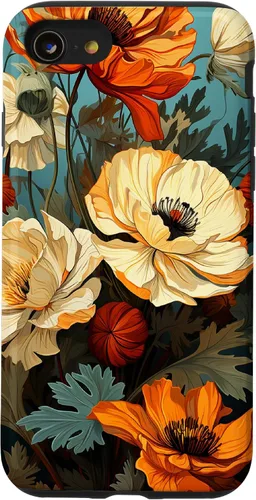 Vista 18 de Funda de flores mexicanas para iPhone 12 Pro Max Marigold Flower and Teal Aqua Blue Cyan