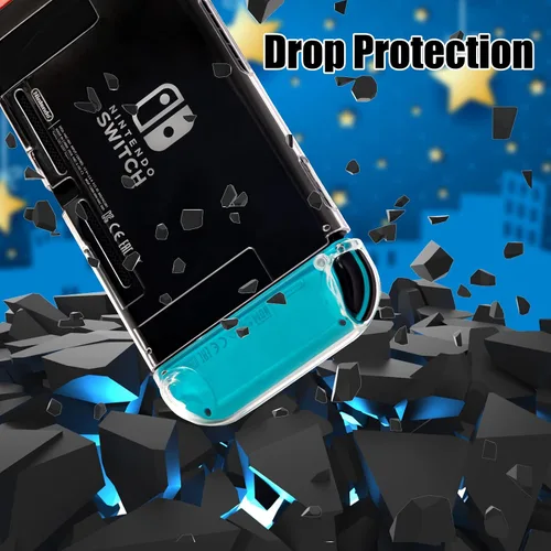 Vista 3 de Switch Clear Case, Dockable Protective Hard Cover Case for Nintendo Switch and Soft TPU Grip Case for Joy-Con with Tempered Glass Screen Protector