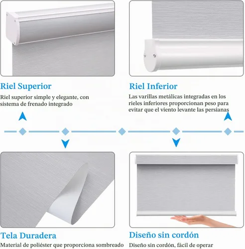 Vista 2 de MYshade - Persianas enrollables personalizadas para ventana, persianas enrollables para ventanas inalámbricas, bloqueo solar, protección