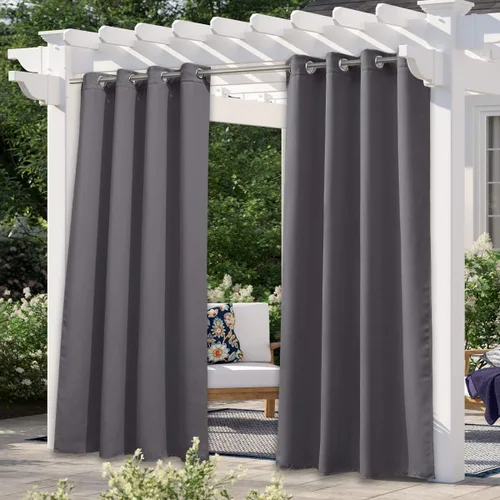 Vista 13 de NICETOWN Cortina para Exteriores para Patio Impermeable de 84 Pulgadas de Ancho, Aislamiento Térmico con Ojales Antioxidantes Bloqueo UV Cortina