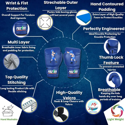 Vista 2 de Guantes de boxeo juveniles para niños, ideales para boxeo, kickboxing, Muay Thai, UFC, MMA - Guantes de boxeo pesados para principiantes y niños