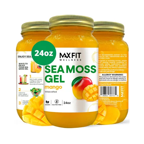 Vista 9 de Gel de musgo marino crudo (12 sabores) de 24 onzas, gel de musgo marino dorado silvestre de Santa Lucía 92 vitaminas y minerales puro crudo +