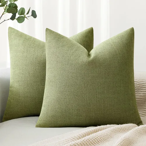 Vista 7 de MIULEE - Paquete de 2 fundas de almohada decorativas de lino de arpillera costera, estilo granja, para sofá, coche, sillón, dormitorio, sala de Azul
