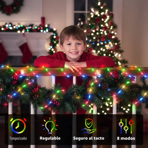 Vista 4 de OMIKA Luces de cuerda conectables de 66 pies con 800 LED para exteriores, luces de cuerda LED multicolor con enchufe y control remoto con Varios