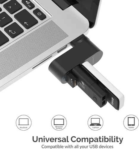 Vista 5 de SABRENT Mini USB 3.0 Hub de aluminio de 3 puertos premium [90°/180° grados giratorio] (HB-R3MB)