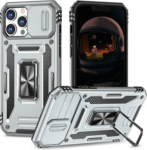 Vista 15 de Funda para iPhone 12 Pro Max con cubierta deslizante para cámara, con soporte para anillo de dedo, soporte magnético para automóvil, para iPhone 12