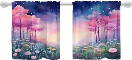 Vista 13 de Shrahala Cortinas blancas S inspiradoras para ventanas de cocina, cortinas negras con palabras cristianas para cafetería, cortinas opacas