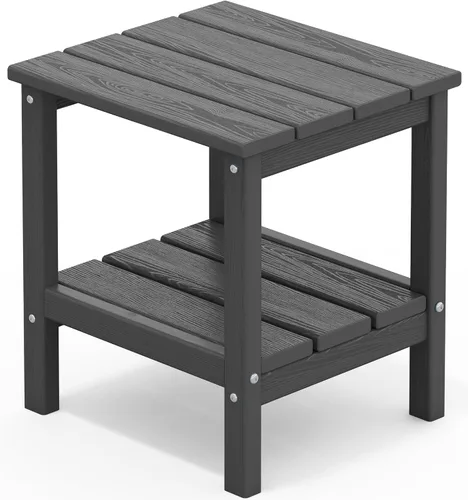 Vista 18 de SERWALL Mesa auxiliar de 2 niveles HDPE para exteriores, resistente a la intemperie, mesa auxiliar Adirondack rectangular Aruba
