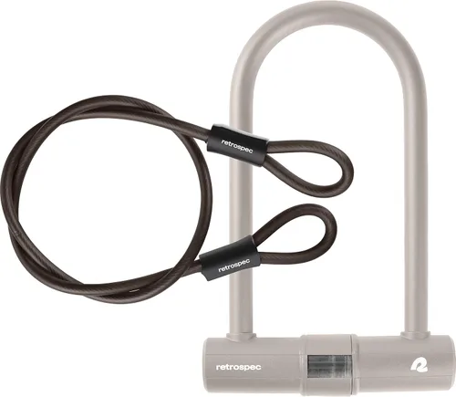 Vista 9 de Retrospec Lookout - Cerradura para bicicleta con bloqueo en U con cable de seguridad de 4 pies, cerradura de bicicleta antirrobo resistente
