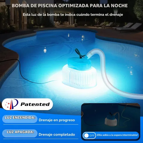 Vista 5 de Bomba de cubierta de piscina con luces, bomba de sumidero sobre el suelo sumergible-azul claro