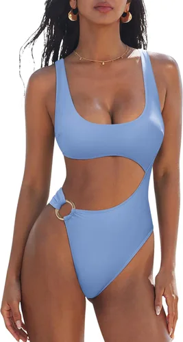 Vista 23 de SUUKSESS Traje de baño sexy de una pieza con control de abdomen para mujer