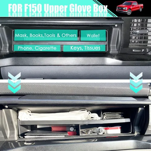 Vista 7 de Compatible con organizador de guanteras Ford F150 2021 2022 2023 2024 – Organizador de consola central, divisor de almacenamiento interno, caja