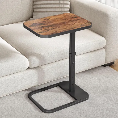 Vista 14 de Kitstorack - Bandeja/mesa de TV, altura ajustable y esquinas metálicas redondeadas, mesa para aperitivos para sofá, cama, silla, sala de estar, mesa