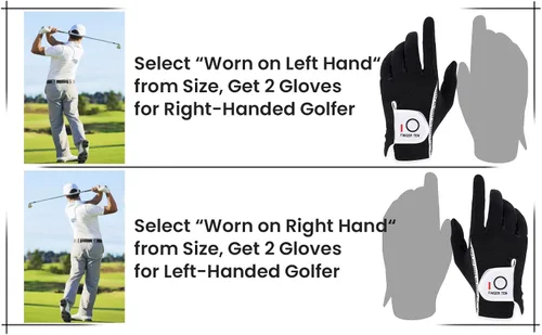 Vista 6 de FINGER TEN Guantes de golf para hombre para golfista diestro o zurdo, agarre para lluvia, valor 2 unidades, guante de golf para mano izquierda