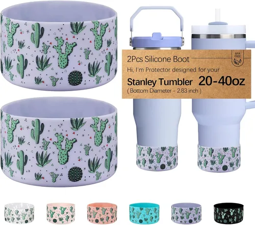 Vista 23 de WK IEASON 2 Piezas Protector de Base Tipo Bota para Vaso Stanley Quencher Adventure 40oz y Stanley IceFlow 20oz 30oz y Compatible con Botella de 3D