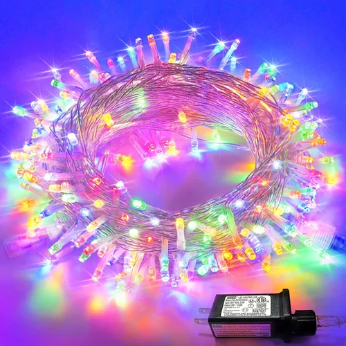 Vista 28 de JMEXSUSS - Tira de 100 luces led para interiores, 8 modos, enchufables, parpadeantes, 33 pies, luces navideñas para exteriores, a prueba de agua