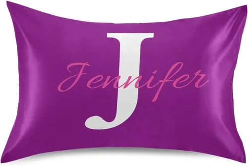 Vista 10 de Fundas de almohada negras personalizadas de seda con cierre de sobre, funda de almohada de satén tamaño estándar para personas que duermen