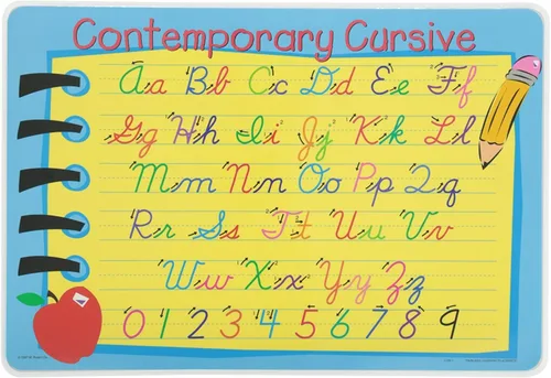 Vista 3 de Painless Learning Juego de manteles individuales educativos contemporáneos, cursivos, escritura cursiva, escritura manuscrita y manuscrito moderno