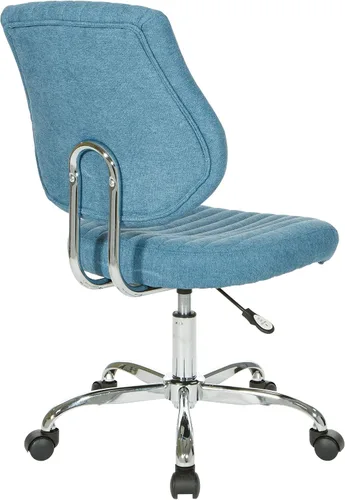 Vista 7 de OSP Home Furnishings Sunnydale - Silla de oficina de felpa ajustable con base cromada, color cielo