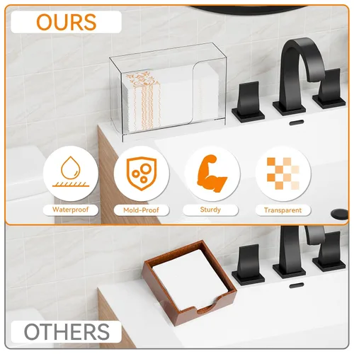 Vista 5 de Dispensador de toallas de papel multiuso acrílico Cq y caja para baño, hogar, sobremesa o montaje en pared, soporte de toallas de papel transparente
