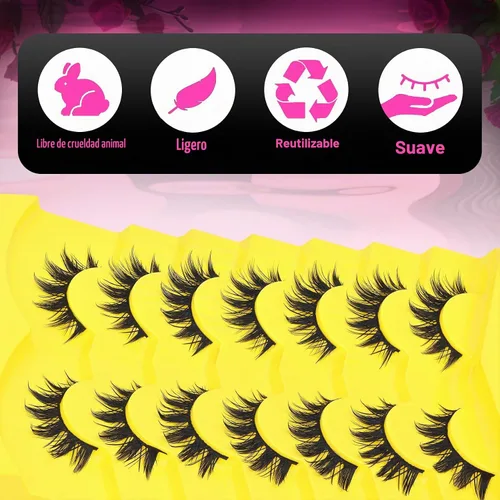 Vista 6 de Veleasha Manga Lashes Anime Pestañas postizas Tiras de pestañas puntiagudas