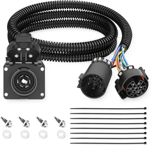Vista 16 de Nilight Kit de arnés de cableado de enchufe de remolque de 7 pines 55243 para lado del vehículo, 7 vías, tipo RV, enchufe USCAR, compatible con Ford