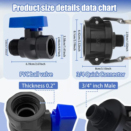 Vista 4 de Adaptador para Contenedor IBC, Cierre de Leva de 2" para Tanque Contenedor IBC de 275-330 Galones, Adaptador de Contenedor IBC a Conexiones