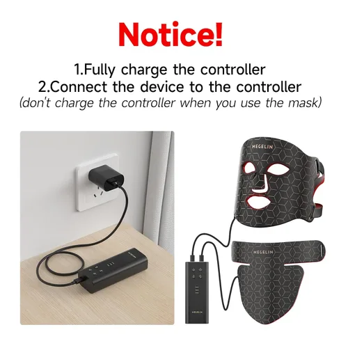 Vista 9 de MEGELIN Máscara facial y cuello de terapia de luz roja, máscara facial de terapia de luz LED de 7 colores, máscara de terapia de luz roja Negro