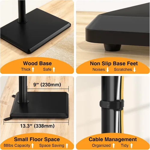 Vista 5 de TVON Soporte universal para TV de piso con soporte para la mayoría de Negro