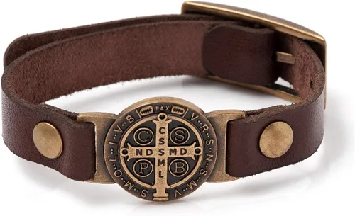 Vista 11 de Pulsera de Protección de Cuero Genuino Intercesión San Benito - Fabricada en Brasil